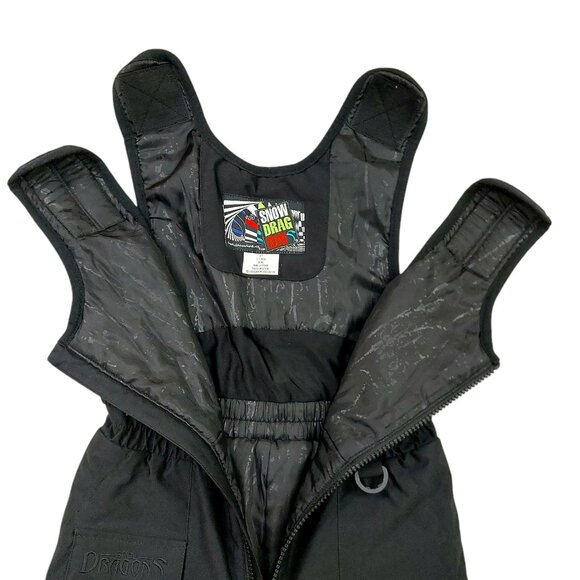 Snow Dragons Snow Bibs Kids 3T Black Insulated Front Zip Warm Winter Outdoor - Picture 3 of 12